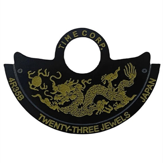 Dragon-themed black rotor overlay for NH35, NH36, 7S26 watches by Dragon~China, enhancing watch aesthetics.