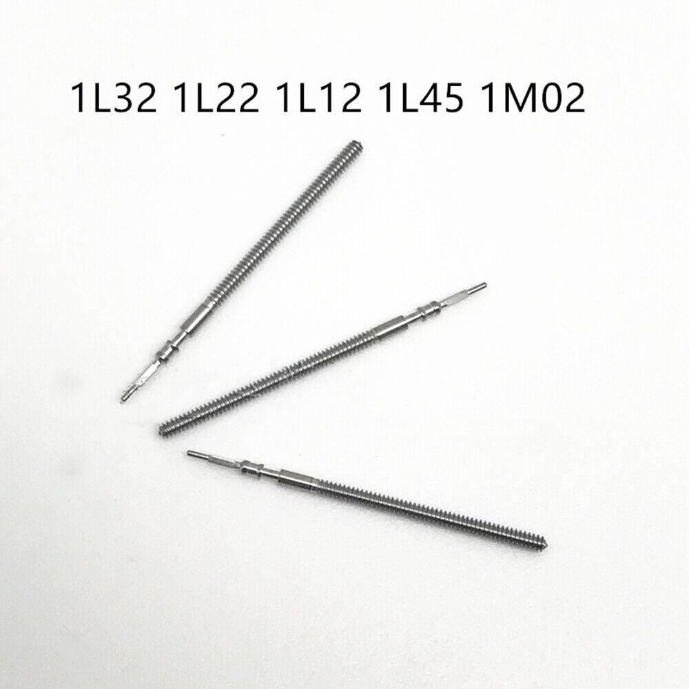 Set of 10 generic watch winding stems compatible with 1L32, 1L22, 1L12, 1L45, 1M02 movements for repairs.