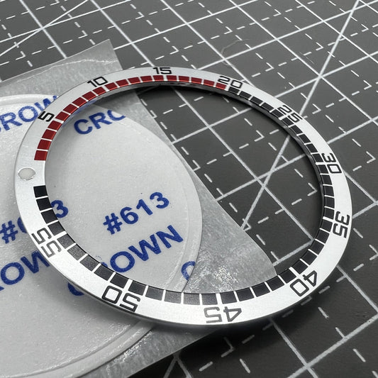 SKX007 white flat aluminum bezel, 38mm x 31.5mm, racing style watch accessory by SKX007.