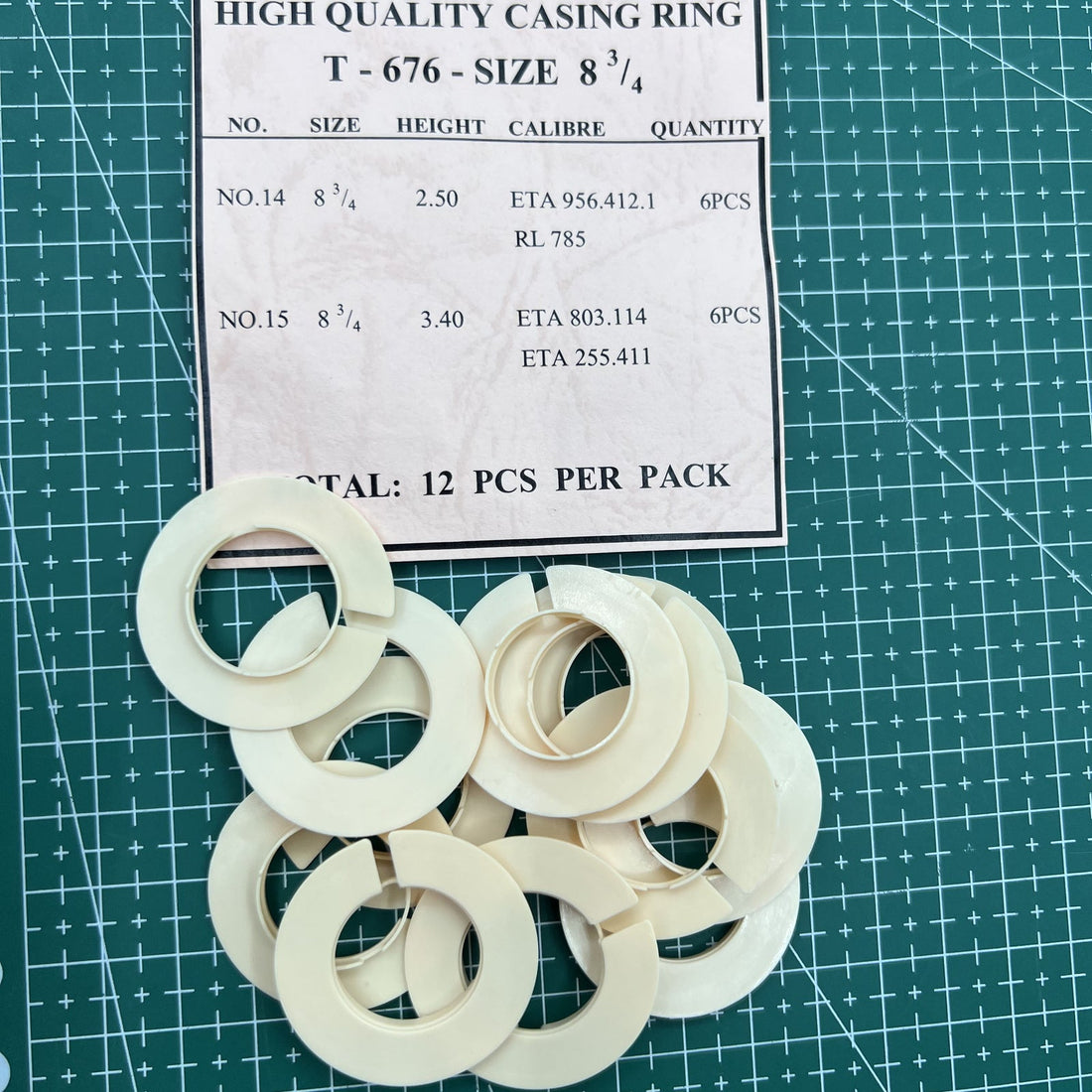 T-676 watch case spacer ring, size 8.75, 12 pieces for precise movement casing.