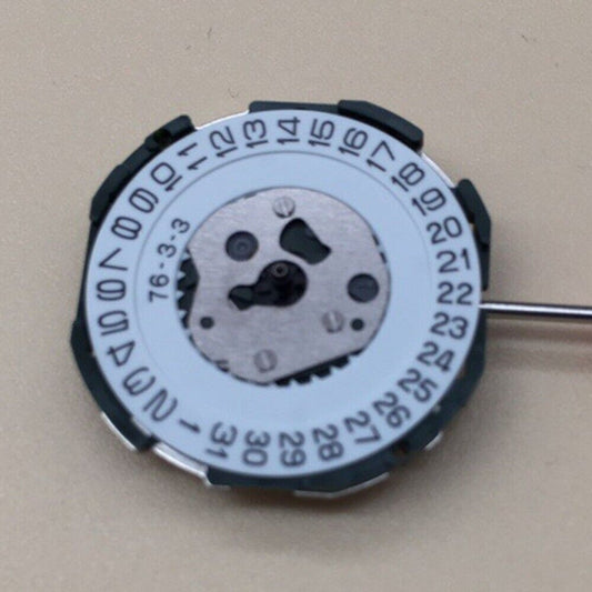 Miyota 2115 quartz watch movement with single calendar date at 3, Japan made precision.