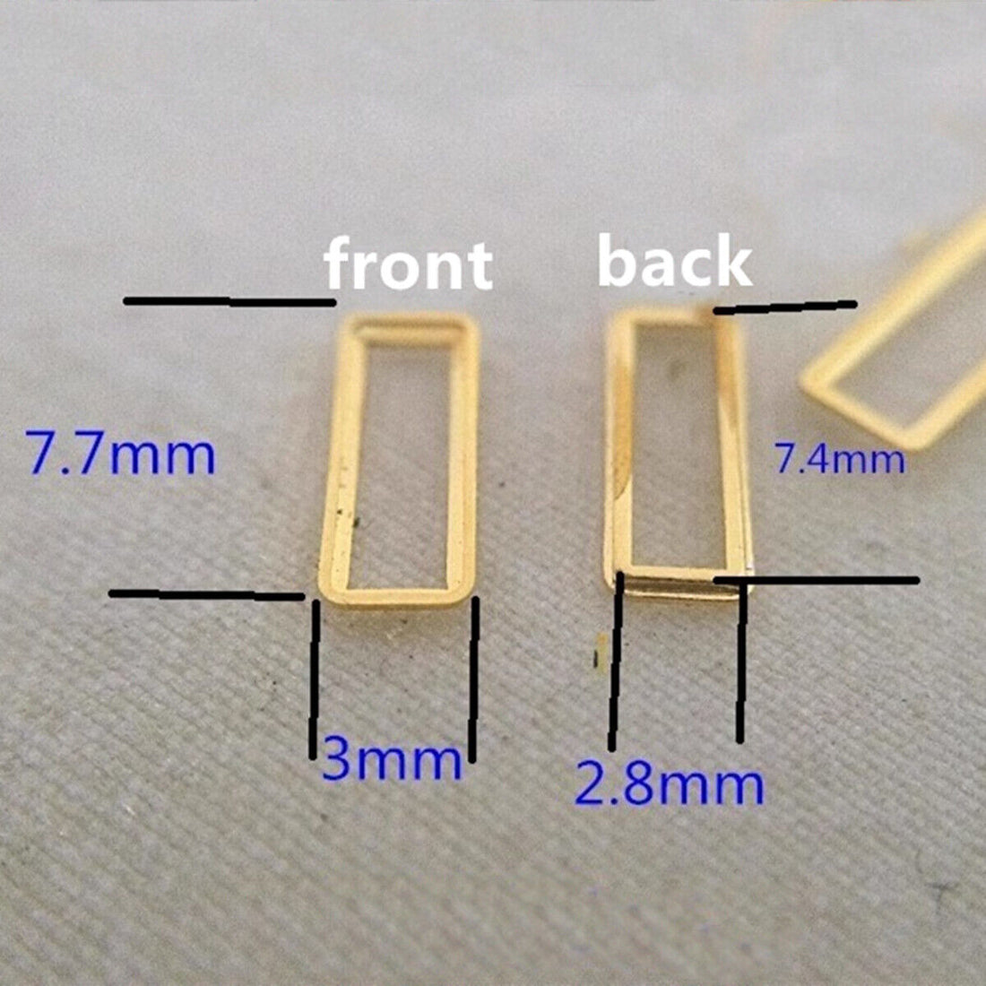 Golden trim metal window frame for watch dial, durable watch part accessory enhancing vintage designs.