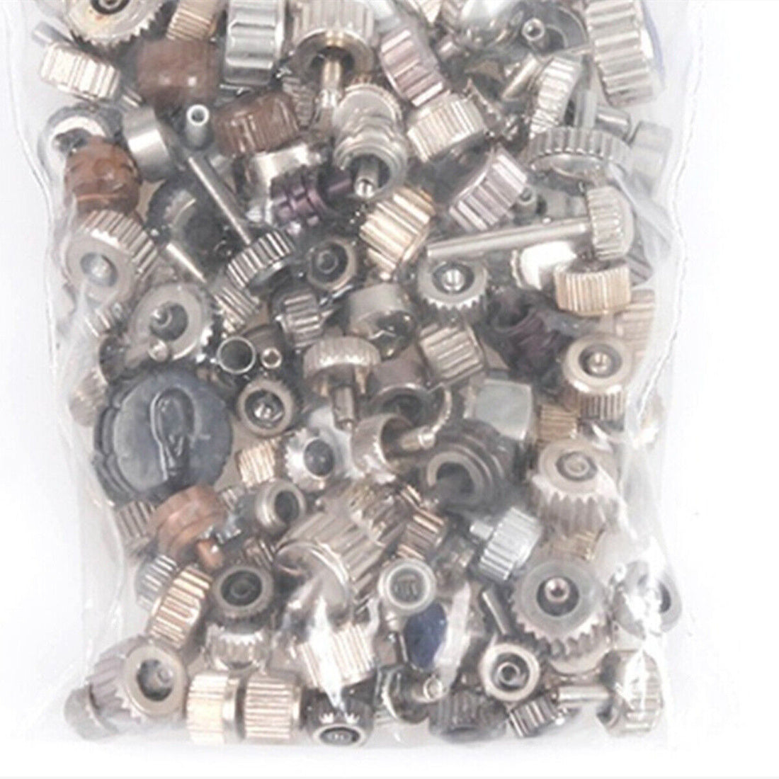 100pcs mixed watch crowns assortment for repair parts, various sizes included