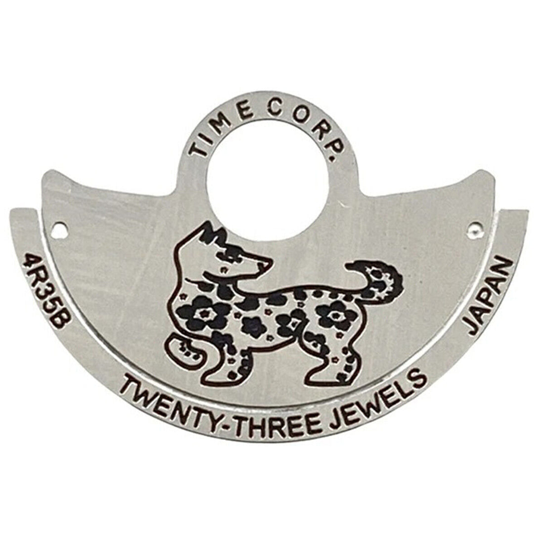 Silver Dog China Zodiac rotor overlay for NH35 NH36 4R35 watches, decorative watch accessory.