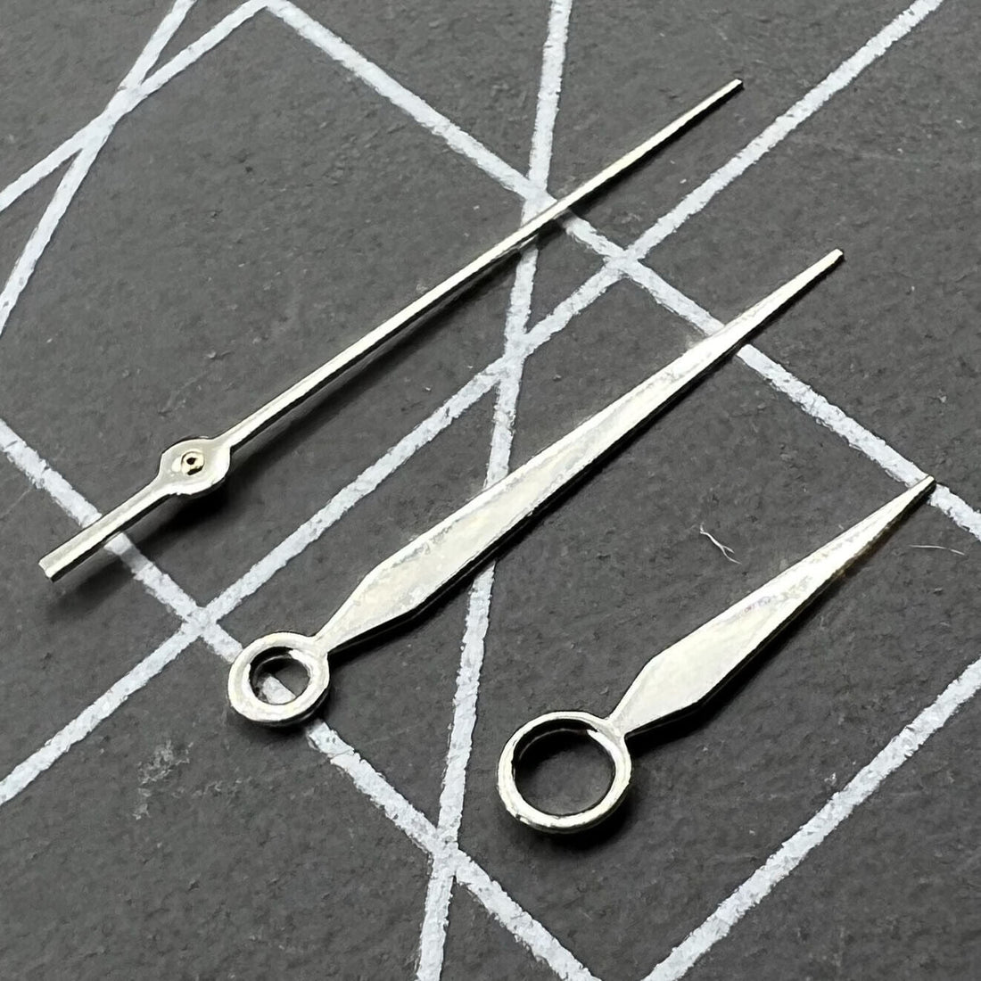 Silver 13mm watch hands set compatible with NH35/NH36/4R/7S movements, no lume finish