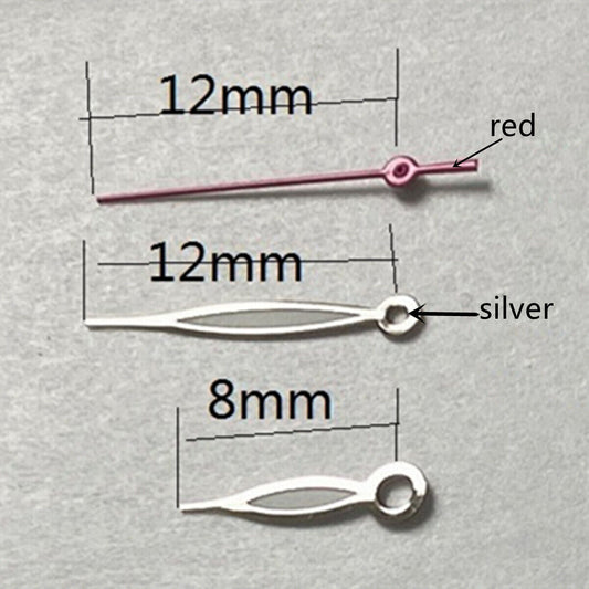 12mm red second hand with silver trim for Miyota 2315 watch movement, precision accessory.
