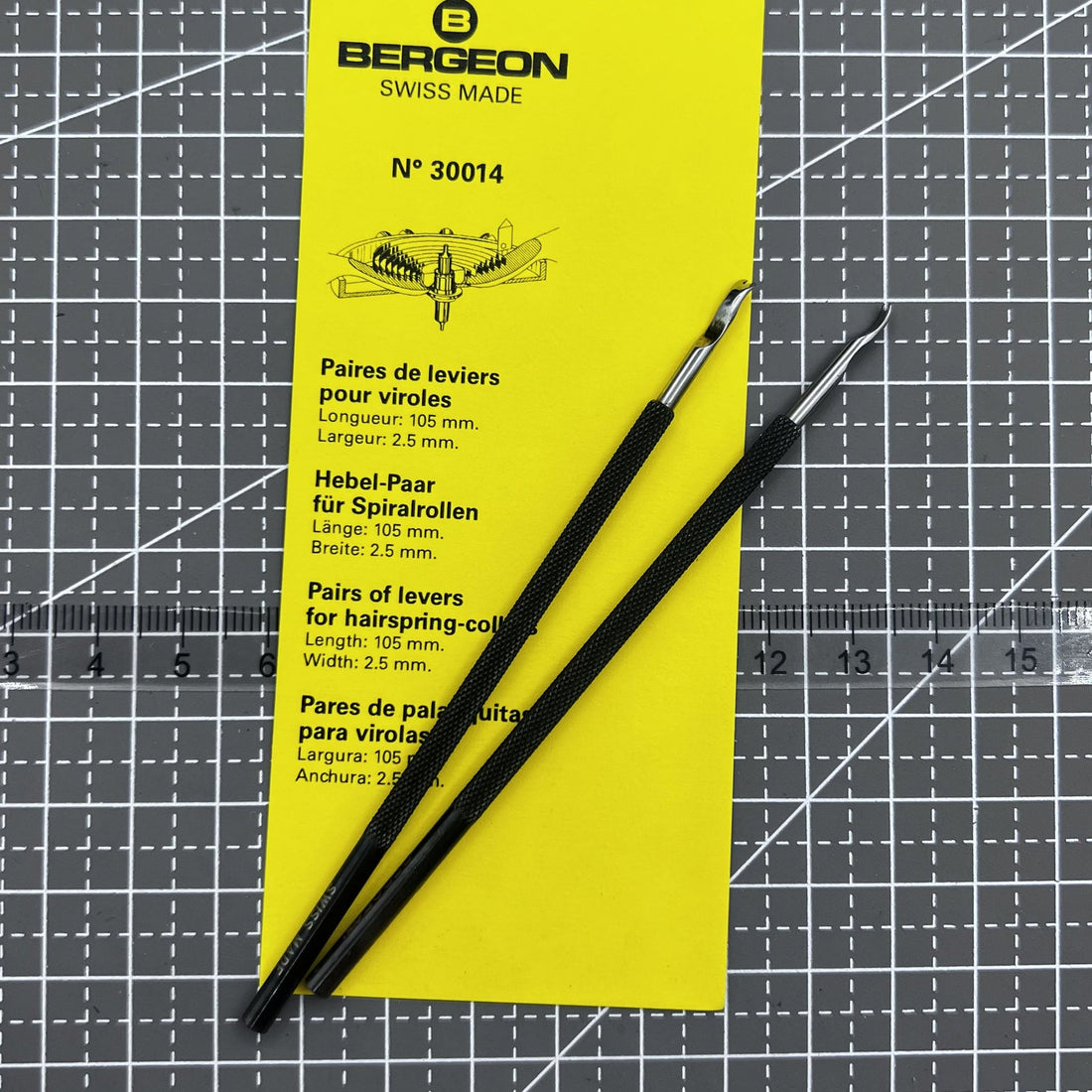 Swiss Bergeon 30014 levers for 2.5 mm hairspring collets, precision watch accessory for repairs