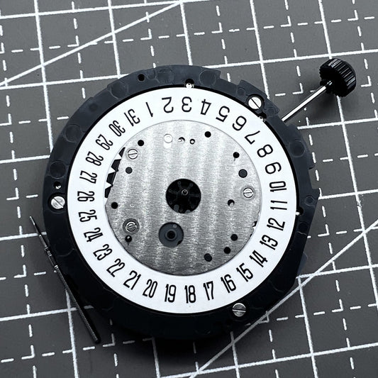 Japan Miyota 6S21 quartz movement with date display at 6 o'clock for precise timekeeping.