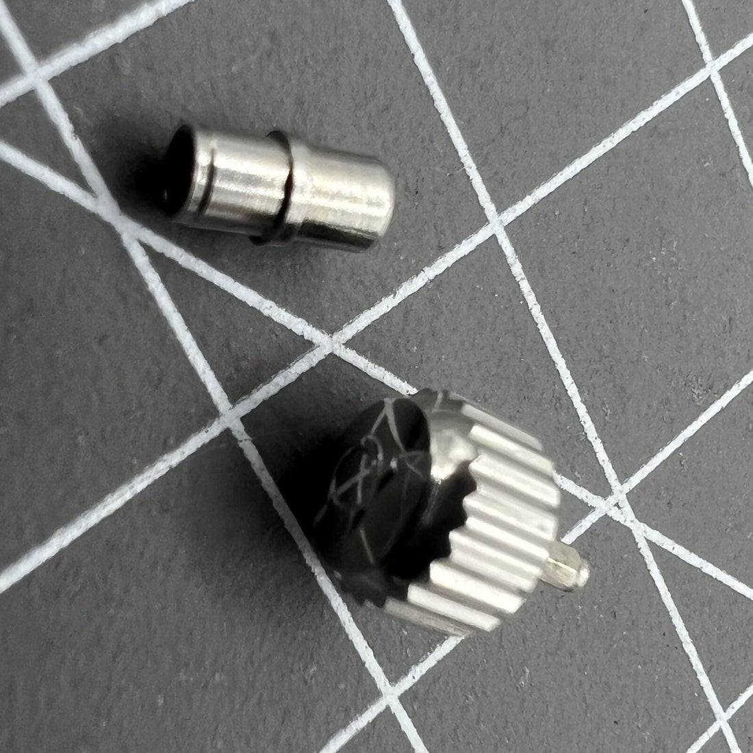 Silver 6.0mm/6.3mm watch crown with tube for OMEGA Seamaster 300, durable replacement part.