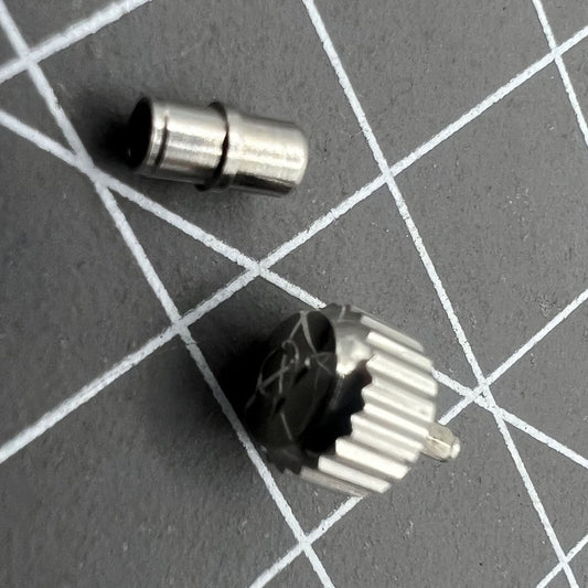 Silver 6.0mm/6.3mm watch crown with tube for OMEGA Seamaster 300, durable replacement part.