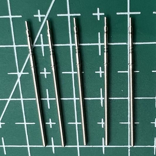 Wholesale lot of replacement watch winding stems compatible with PE90 movement, durable watch repair parts.
