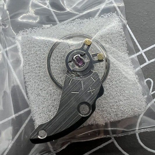 Silver balance wheel with splint for Miyota NH35 NH36 watch movement, precision accessory.