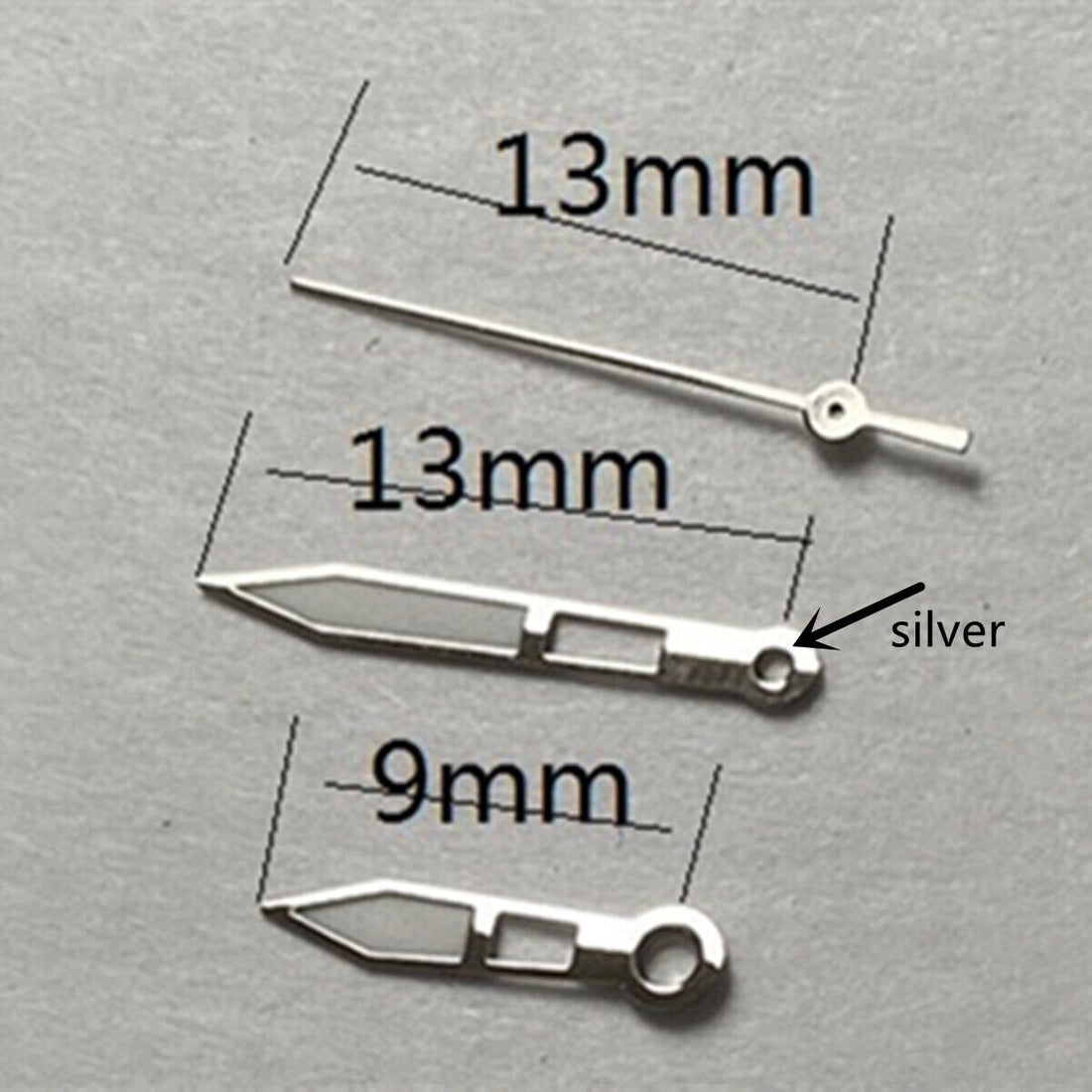 Silver trim green lume watch hands for Miyota 2315 2035 2036 2115 2305 models, precise fit and glow