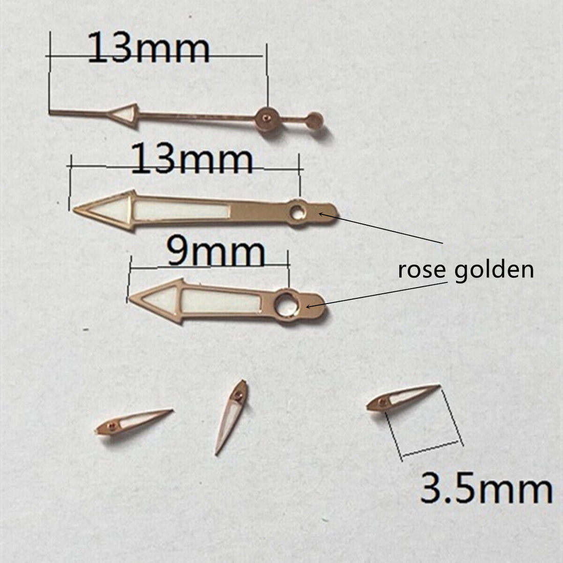 13mm rose gold trimmed green lume watch hands for Miyota OS series