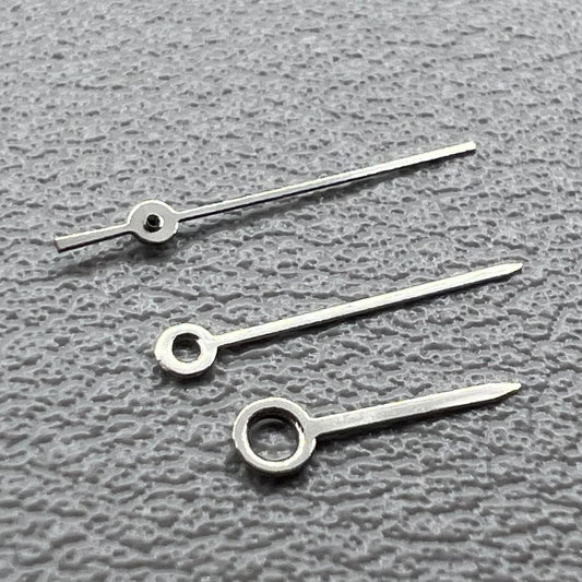Set of 2 silver hand sets for Miyota 2035 watch movement, model 1525, precise timekeeping details.