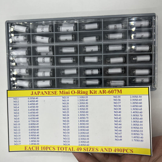Japan Glass Crystal waterproof mini O-ring kit for watch crown seals, model AR-607M, ensures secure fit and durability.