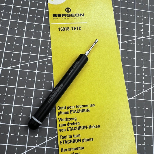 Swiss Bergeon 16918-TETC precision screwdriver for ETACHRON pitons adjustment, quality watch accessory.