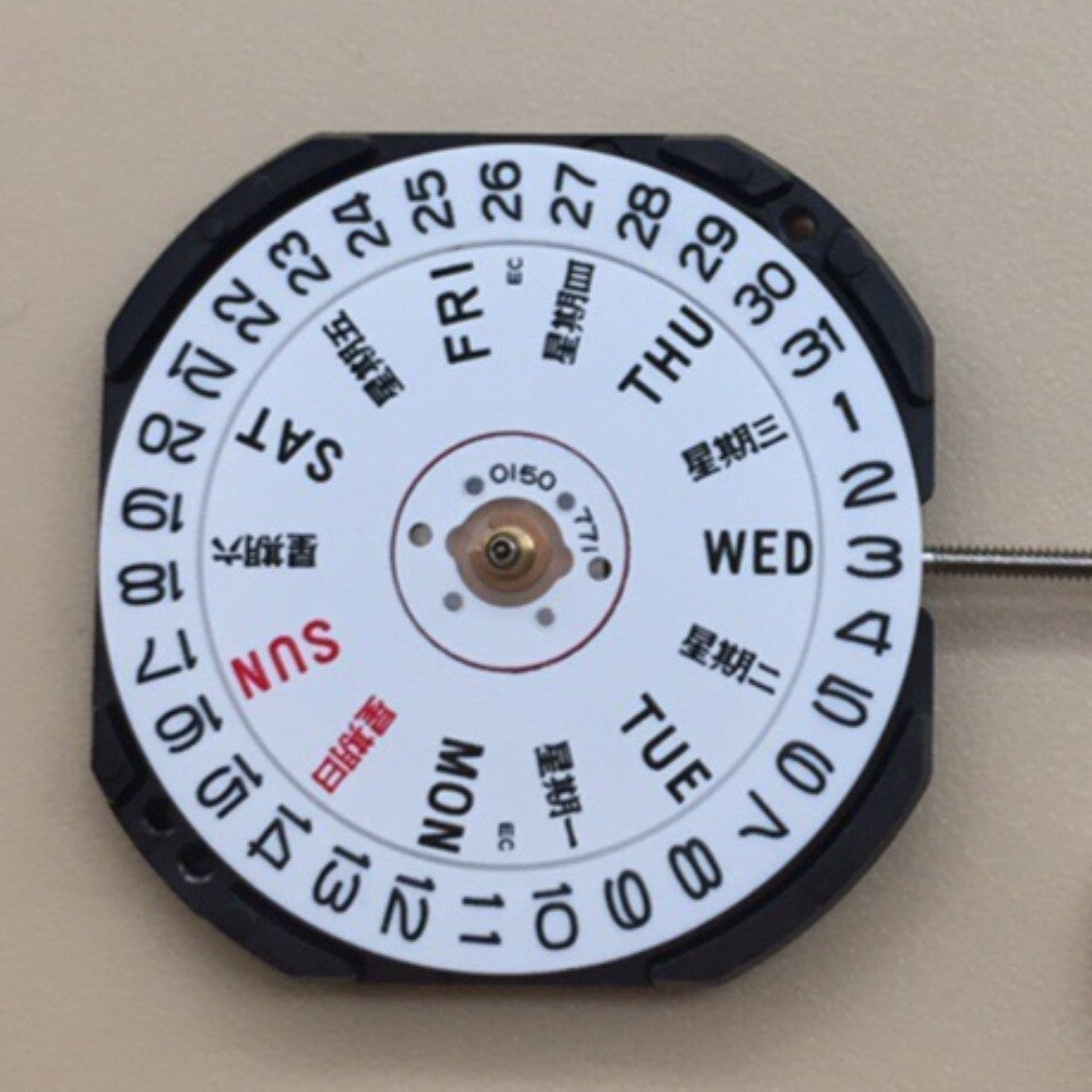 Japan made VX33 Quartz watch movement with single calendar, suitable for precise timekeeping.
