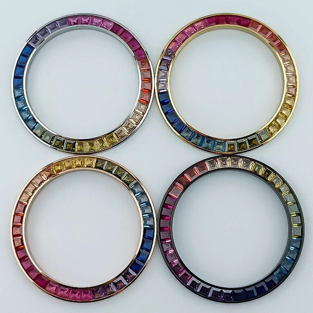 Vibrant 39mm imitation diamond watch bezel for VK63 movement, perfect for stylish watch customization.