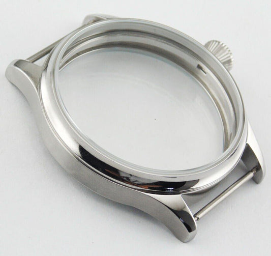 44mm stainless steel watch case for ETA 6497/6498, Seagull ST3600/ST3621 movements, durable and precise.