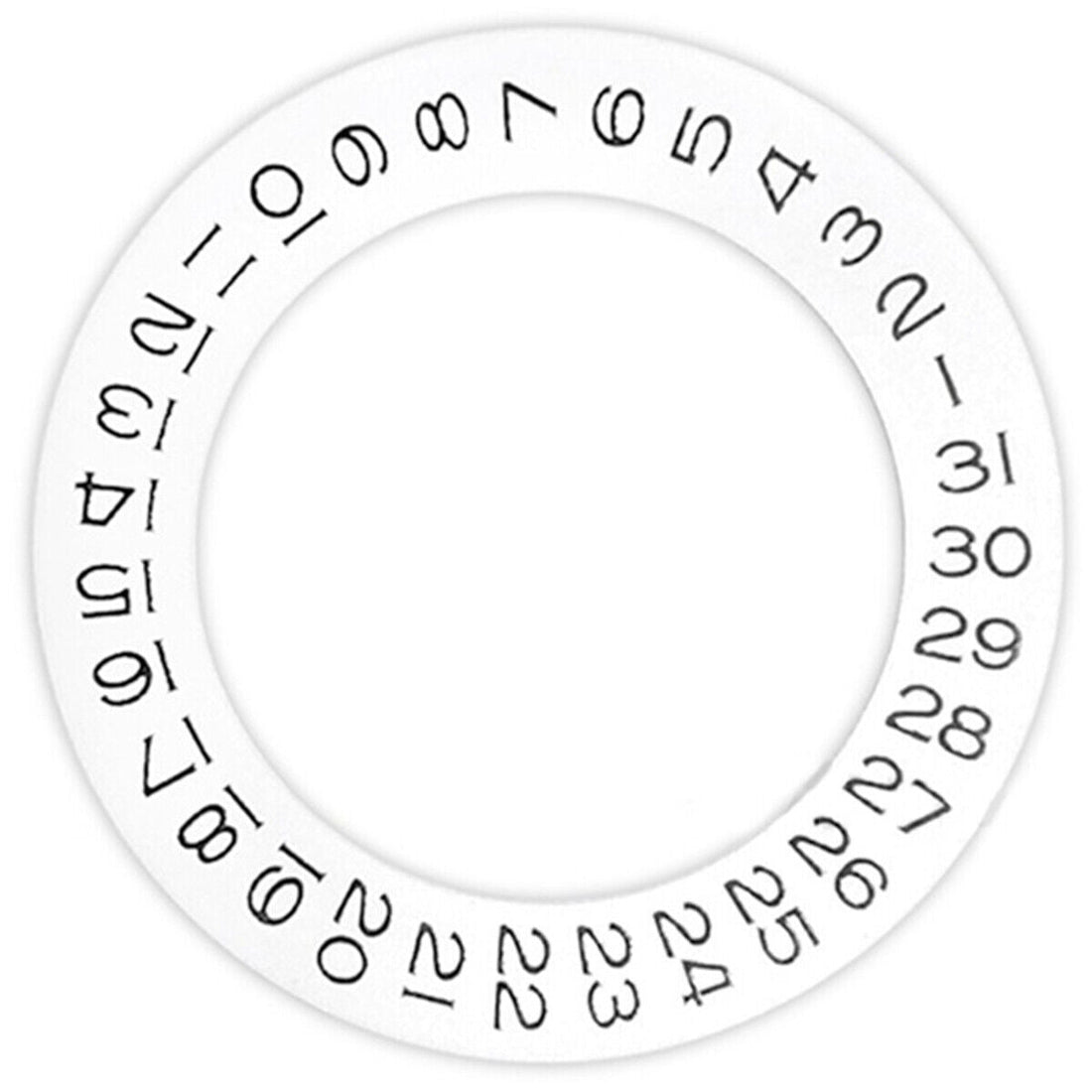 Black date wheel overlay for ETA 2824, 2836, 8200, 8215 movements on white background.