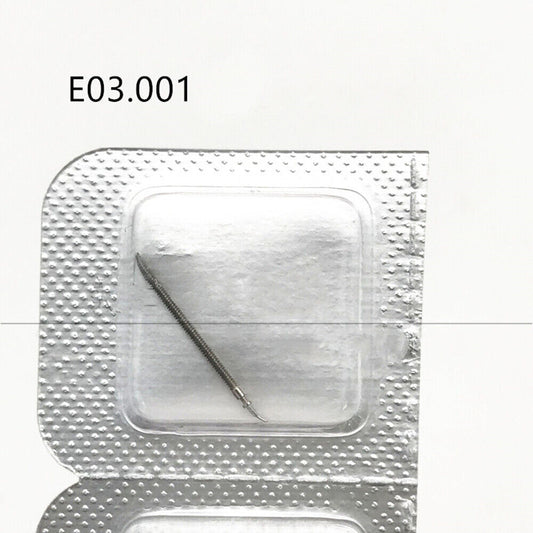 Swiss Made original watch winding stem for ETA E03.001 movement, precision accessory for repairs.