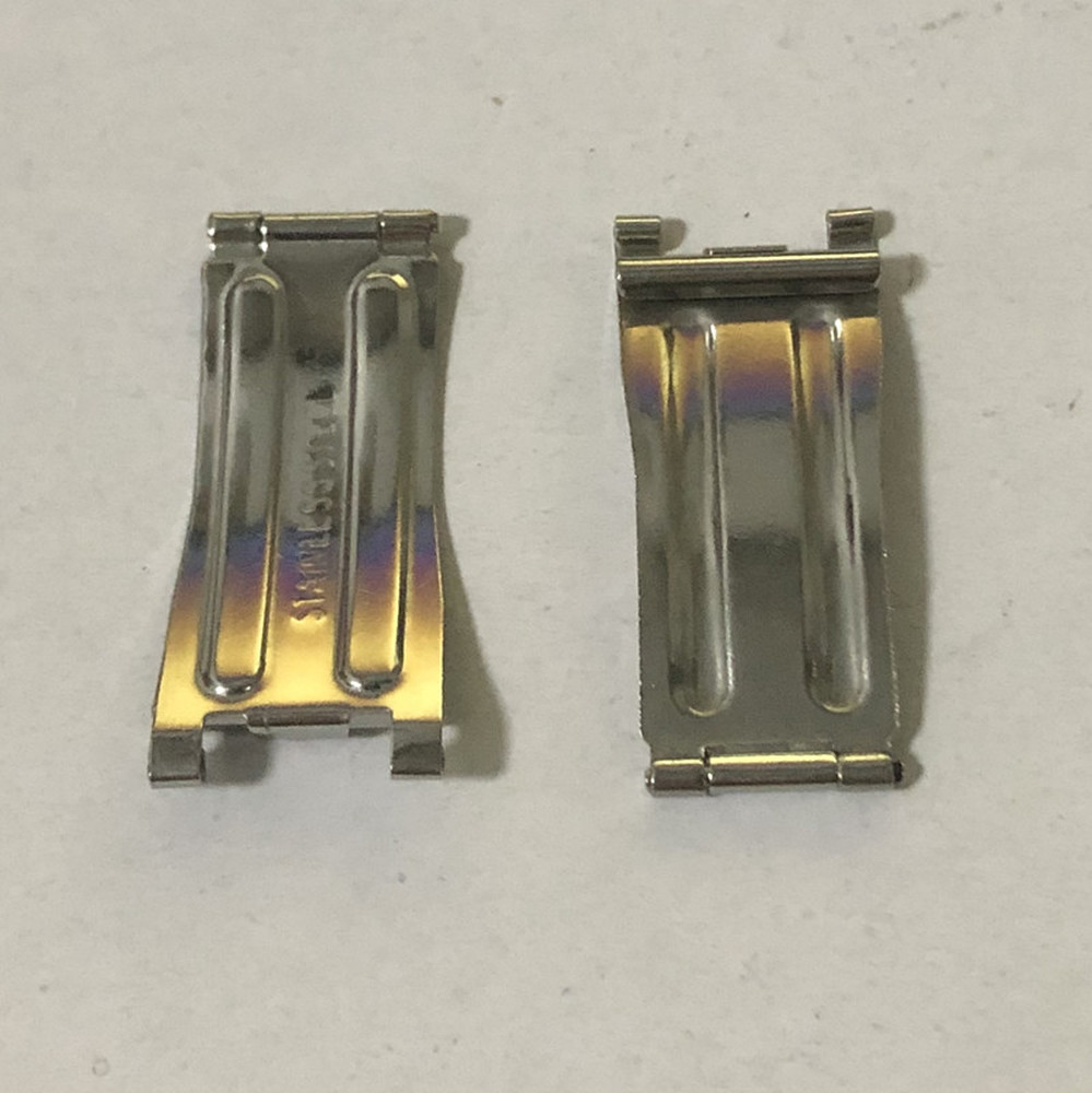 Stainless steel butterfly buckle clasp for men's watches, durable double press repair part.