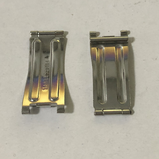 Stainless steel butterfly buckle clasp for men's watches, durable double press repair part.