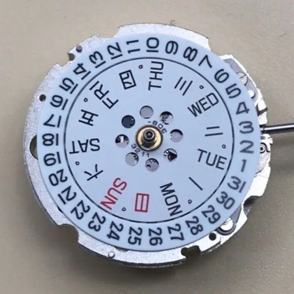 Citizen watch accessory featuring Japan-made silver 8200/8215 movement with double calendar at 3 o'clock.
