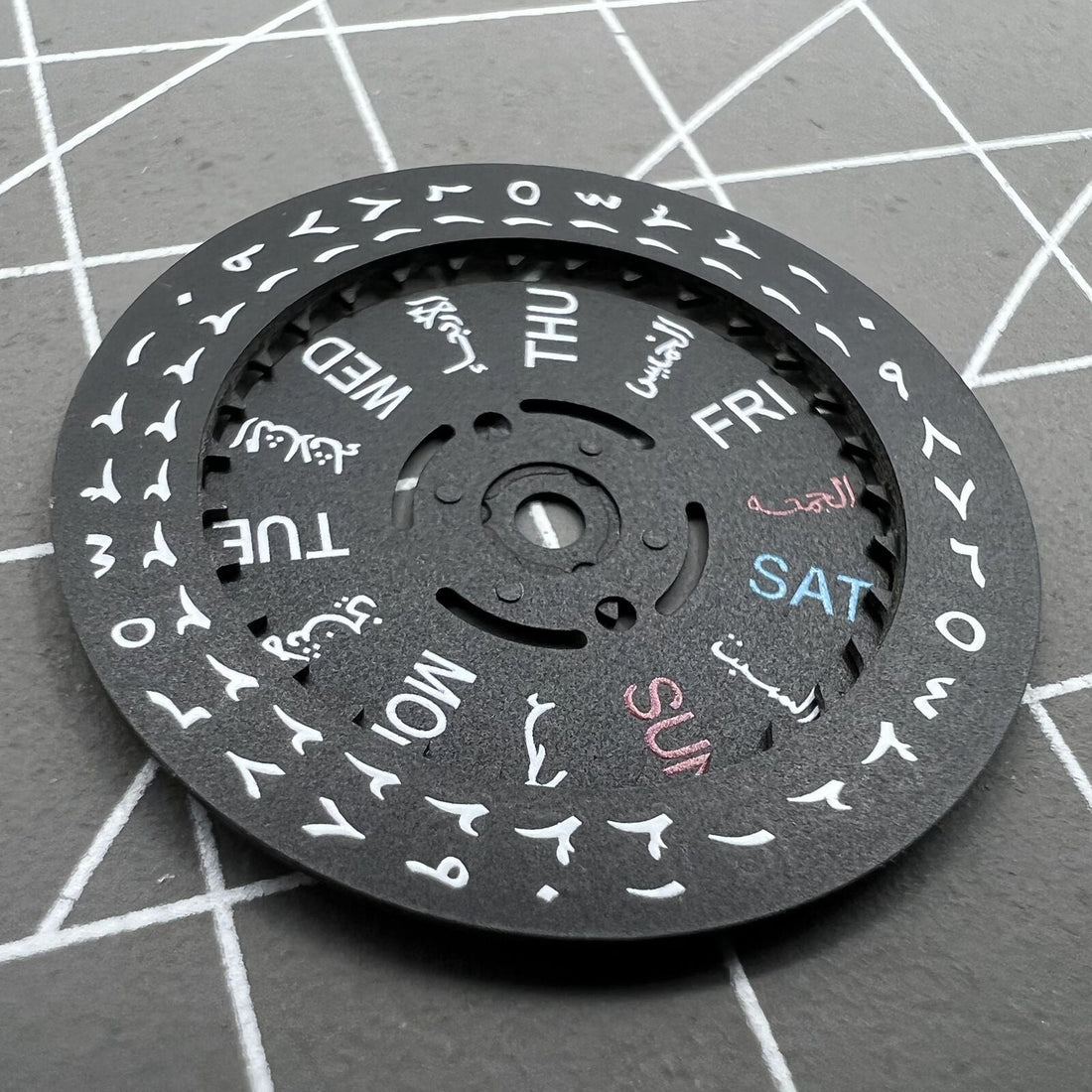 Black Arabic and English font date and week disk wheels for NH36 3/3.8 movement