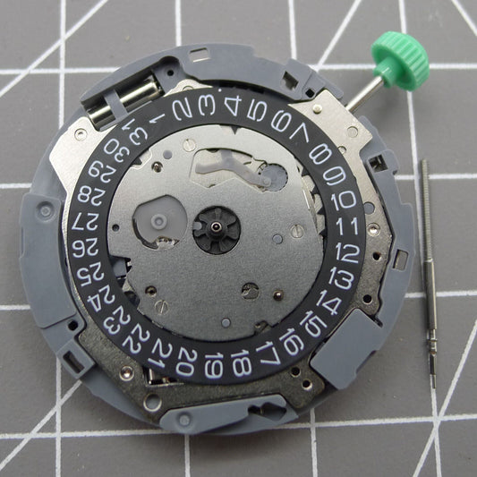 Japan Miyota OS11 black dial watch accessory with date at 4, precise quartz movement by Miyota.