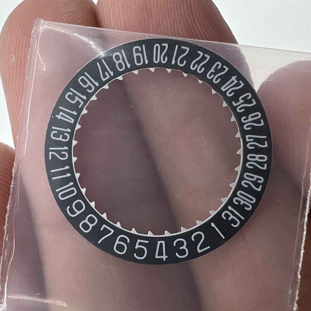 Japan-made black date disk wheel for Miyota 9015 watch, date display positioned at 3 or 6 o'clock.