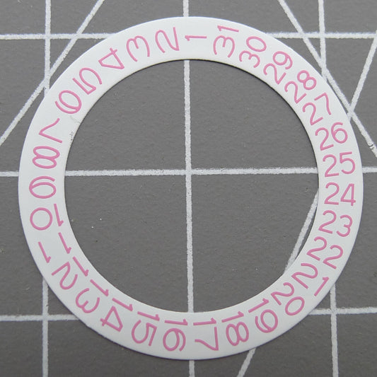 Pink character date wheel for NH35 NH36 watches, white background, precise date display, brand compatible.