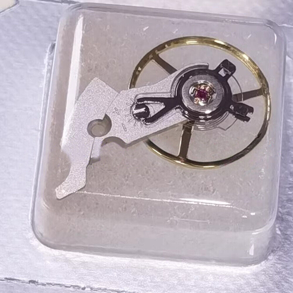 Silver watch balance wheel with splint, compatible with ETA 2824 2836 movements, for precise timekeeping repairs.