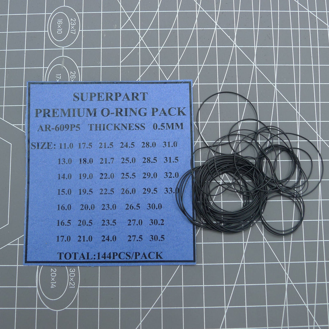 0.5mm thick waterproof O ring kit with 39 sizes, 144pcs watch back gasket washers.