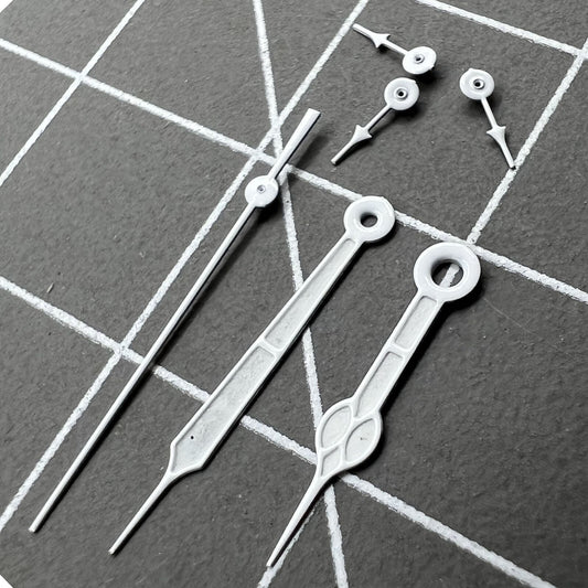 Silver luminous hand sets green for Miyota 0S20 watch movement, 2-piece set by Silberne.