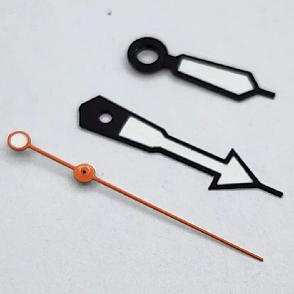 Black trim orange second hand, compatible with NH35 NH36 NH38 NH39 NH34 movements for watch repairs.