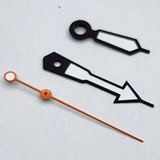 Black trim orange second hand, compatible with NH35 NH36 NH38 NH39 NH34 movements for watch repairs.