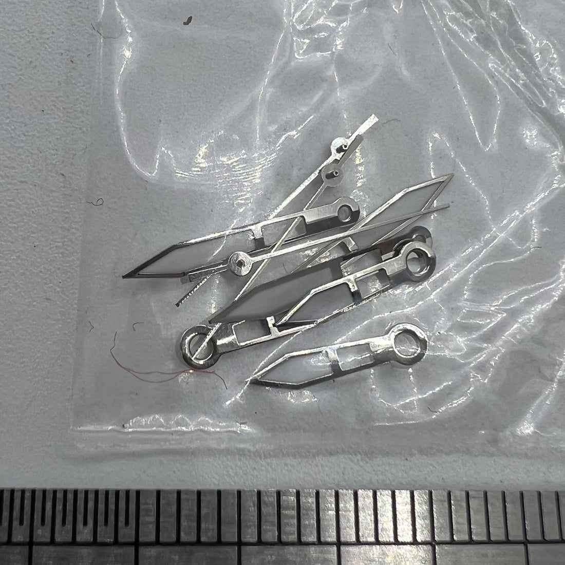 Silver-trimmed 13mm watch hands with green lume for Miyota 2315, 2035, 2036, 2115, 2305 movements