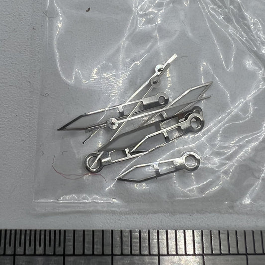 Silver-trimmed 13mm watch hands with green lume for Miyota 2315, 2035, 2036, 2115, 2305 movements