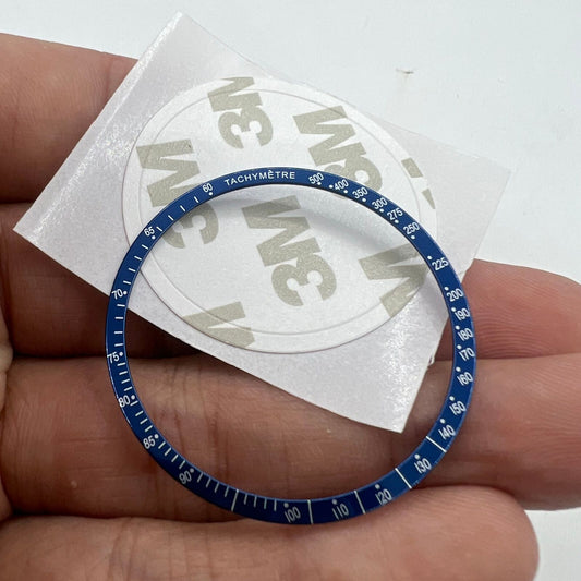 Blue aluminum alloy 38.5mm watch bezel with white font for Omega Speedmaster accessories.