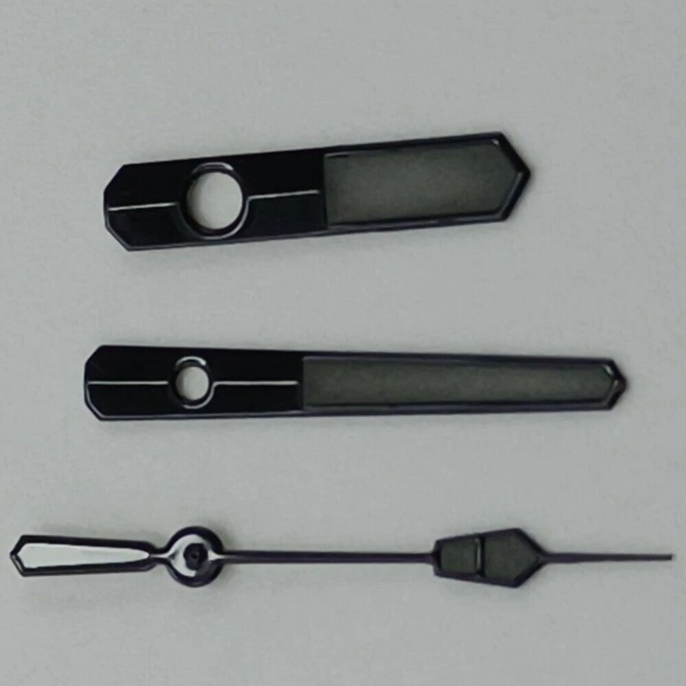 12.5mm black trim grey painted watch hands with green lume for NH35 NH36 7S26 7S36 movements