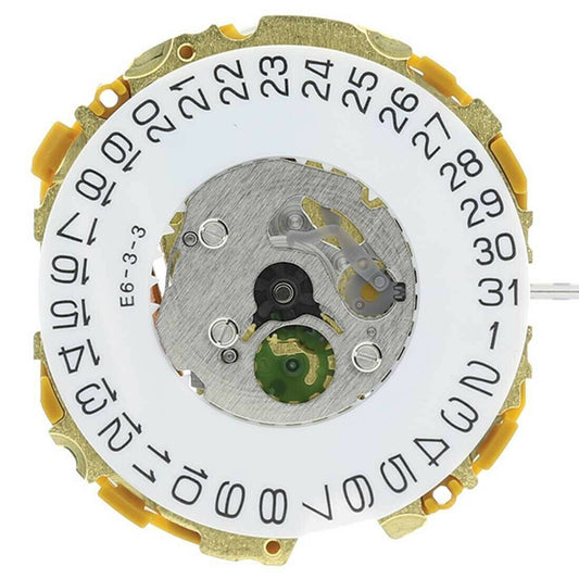 Miyota 9U15 Japan quartz movement with date display at 3 o'clock for precise timekeeping.