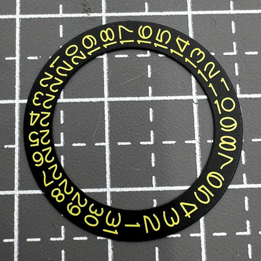 Yellow date wheel with black numbers for NH35 NH36 watch movement, enhancing dial readability.