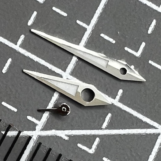 Set of 2 green luminous 9mm watch hands with silver edges for Miyota 1L45 quartz movement by [Brand Name]