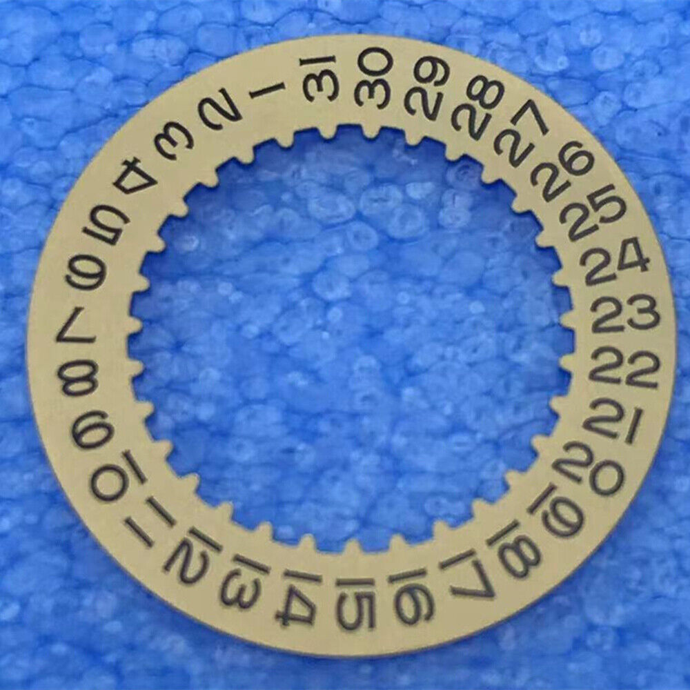 Golden date disk wheel for RLX 3135 watch movement, compatible with RLX models, precise replacement part.