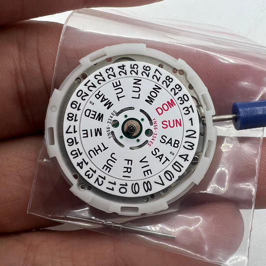 Epson YN56 watch movement showcasing mechanical date and day function in Japan brand design