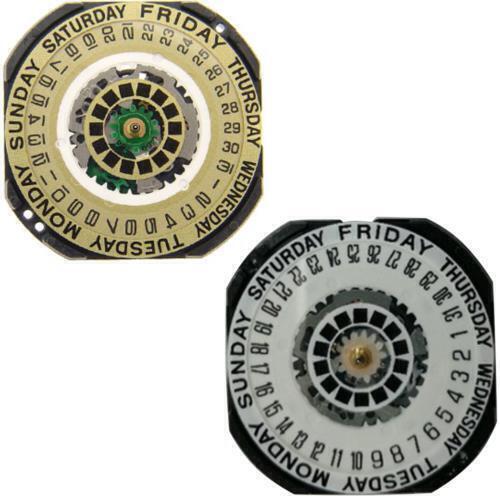 Hattori Epson VX44 quartz watch movement with white and golden dial, precision Japan-made mechanism for watch accessories.
