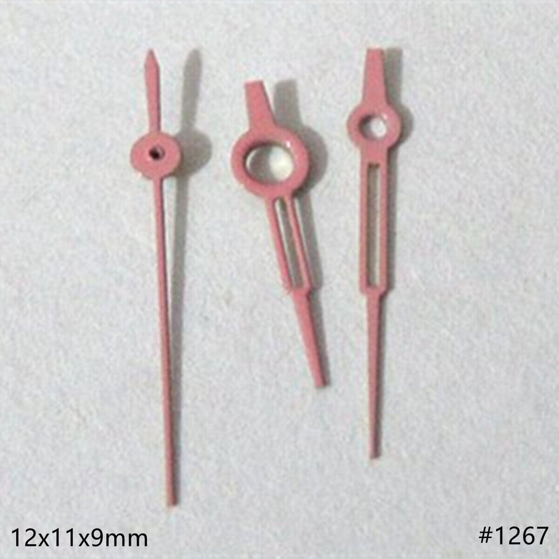 12mm pink hollow watch hands set, compatible with Miyota 2035, 2115, 2105, 2305 movements.