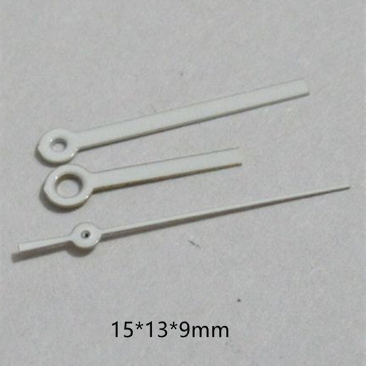 White watch hands set by Miyota, compatible with 2035, 2115, 2105, 2305, 2315 movements, 15x13x9mm.